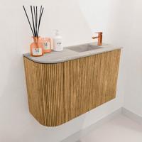 Toiletmeubel Mondiaz Joya Dlux | 61.6 cm | Meubelkleur Oak | Faye wastafel Glace Wasbak Rechts | 1 kraangat