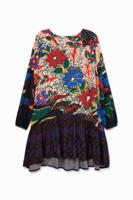 Korte jurk met ruches op de rok - RED - S