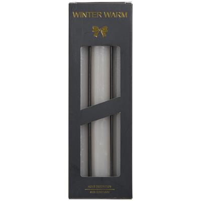 Leen Bakker - Dinerkaars Winterwarm - 6 Stuks - Paraffine - Grijs - H21.5 Cm