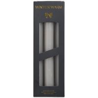 Leen Bakker - Dinerkaars Winterwarm - 6 Stuks - Paraffine - Grijs - H21.5 Cm