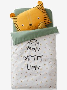 Dekbed baby Mon petit lion ivoor met print / groen