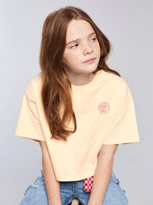 Cropped meisjesshirt met groot motief op de rug JONEN vanille