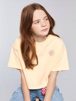 Cropped meisjesshirt met groot motief op de rug JONEN vanille