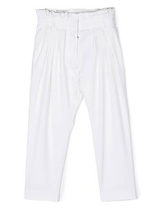 Balmain Kids pantalon en laine à détail plissé - Blanc