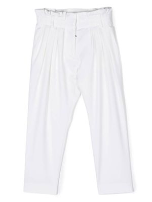 Balmain Kids pantalon en laine à détail plissé - Blanc