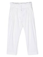 Balmain Kids pantalon en laine à détail plissé - Blanc