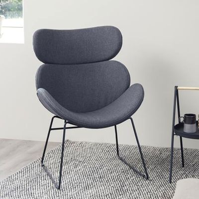 Fauteuil 'Ida' zwart onderstel, kleur donkergrijs Fauteuil 'Ida' zwart onderstel, kleur donkergrijs