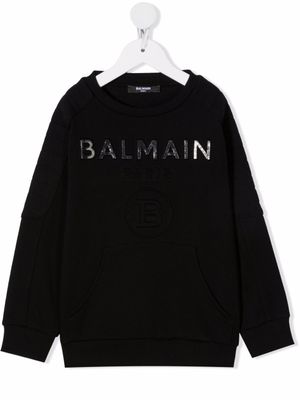 Balmain Kids sweat en coton à logo - Noir