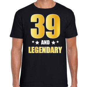 39 and legendary verjaardag cadeau t-shirt goud 39 jaar zwart voor heren