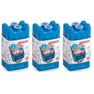 6x stuks 90 grams koelelementen - 11 x 5.5 cm - blauw - kunststof - met sneeuwvlokken print