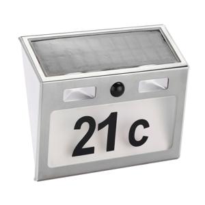 Solar huisnummer plaat - 18 cm - met licht en bewegingsmelder - led - sensor