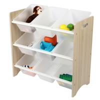 Opbergrek 3-laags met bakken - wit - hout/kunststof - 64 x 30 x 60 cm - speelgoed - kinderkamer