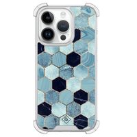 iPhone 14 Pro siliconen shockproof hoesje - Blue cubes