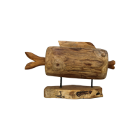 Decoratieve Vis op Standaard - teak