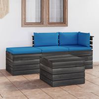 vidaXL 4-delige Loungeset met kussens pallet massief grenenhout - thumbnail