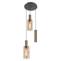 Highlight 3-lichts hanglampPerugia zwart met koper brons - H5702.32