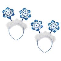 Set van 2x stuks kerst thema diadeem/tiara blauw met sneeuwvlokken