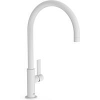 Wastafelkraan Tres Project | Opbouw | Draaibare uitloop | Mengkraan | Hoog model | 1-hendel | Rond | Wit mat