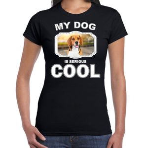 Beagle honden t-shirt my dog is serious cool zwart voor dames