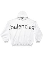 Balenciaga hoodie en coton à logo imprimé - Blanc