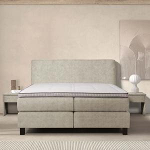 1-Persoons Boxspring Cloud Comfort - Deluxe - Taupe/ Grijs/ Creme/ Antraciet/ Beige 90x200 cm - Pocketvering - Inclusief Topper - Dekbed-Discounter.nl