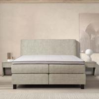 1-Persoons Boxspring Cloud Comfort - Deluxe - Taupe/ Grijs/ Creme/ Antraciet/ Beige 90x200 cm - Pocketvering - Inclusief Topper - Dekbed-Discounter.nl