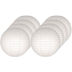 8x stuks Luxe bol lampionnen wit 25 cm