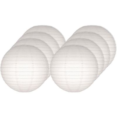 8x stuks Luxe bol lampionnen wit 25 cm