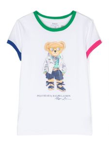 POLO RALPH LAUREN KIDS t-shirt en coton à motif Teddy Bear - Blanc