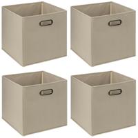 Opbergmand/kastmandje - 4x - Taupe - 31 x 31 x 31 cm - 29 liter - Vakkenkast manden - Stof