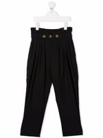 Balmain Kids pantalon ceinturé à détails plissés - Noir