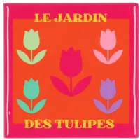 Daan Kromhout Design tegeltje keramiek le jardin des tulipes 10x10cm orange, pink