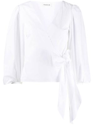 P.A.R.O.S.H. blouse satinée à manches crop - Blanc