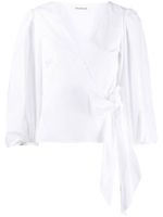 P.A.R.O.S.H. blouse satinée à manches crop - Blanc