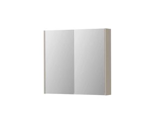 INK SPK2 spiegelkast met 2 dubbelzijdige spiegeldeuren, 2 verstelbare glazen planchetten, stopcontact en schakelaar 80 x 14 x 73 cm, mat kasjmier