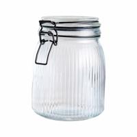 Alpina Voorraad/weck pot - transparant - geribbeld glas - 17 x 13 cm - 1,4 L Alpina Voorraad/weck pot - transparant - geribbeld glas - 17 x 13 cm - 1,4 L