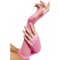 Neon roze visnet handschoenen   - - thumbnail
