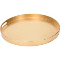 Dienblad/serveerblad - kunststof - D46 x H4 cm - goud - met opstaande rand