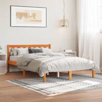 Bedframe zonder matras massief grenenhout wasbruin 135x190 cm