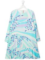 PUCCI Junior robe péplum à imprimé abstrait - Bleu