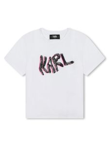 Karl Lagerfeld Kids t-shirt en coton à logo strassé - Blanc