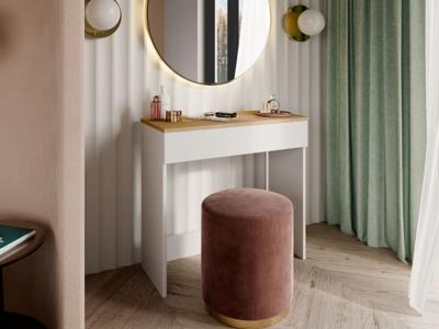 Make-up tafel TEORNIOLE 1 lade wit/gouden eik