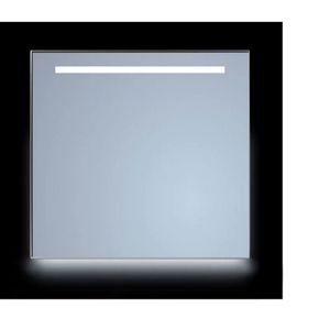 Spiegel Sanicare Q-Mirrors 80x70 cm Vierkant Met Aan De Bovenkant & Onderzijde LED Cold White, Omlijsting Aluminium incl. ophangmateriaal Met Afstandsbediening