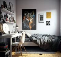 Poster met wolf in verf effect