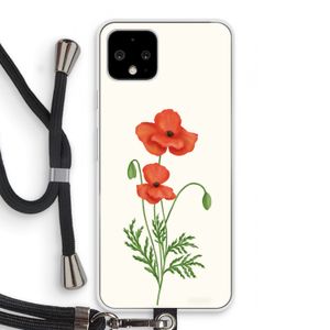Red poppy: Pixel 4 Transparant Hoesje met koord