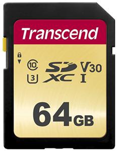 Transcend Premium 500S SDXC-kaart 64 GB Class 10, UHS-I, UHS-Class 3, v30 Video Speed Class