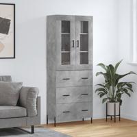 Hoge kast 69,5x34x180 cm bewerkt hout betongrijs