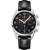 Horlogeband Tag Heuer CAR2014.1 Leder Zwart 22mm