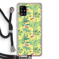 Flamingo party: Samsung Galaxy A51 5G Transparant Hoesje met koord