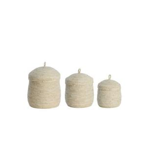 Light&living Mand S|3 met deksel max Ø34x36 cm KENMARE crème